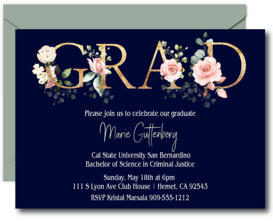 Floral Grad Graduation Announcements