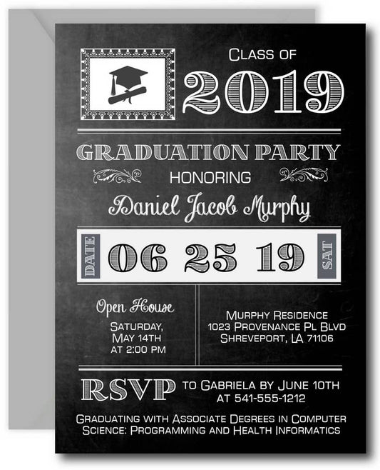 Vintage Chalkboard Graduation Invitations