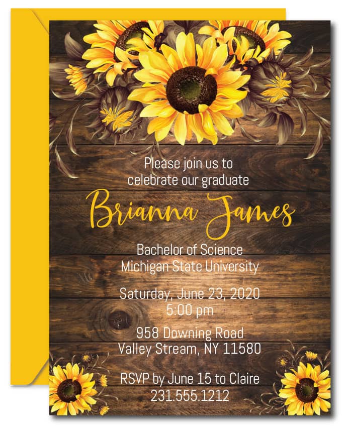 Sunflower Graduation Invitation