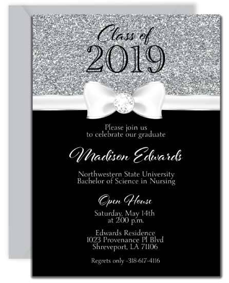 Silver Glitter Graduation Invitation