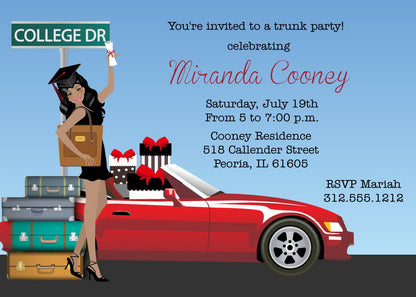 Graduation Trunk Party Invitations African American