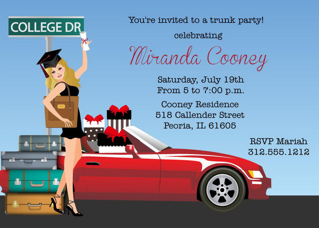 Graduation Trunk Party Invitations 