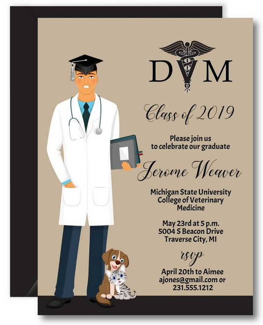 Male Veterinarian Graduation Invitation