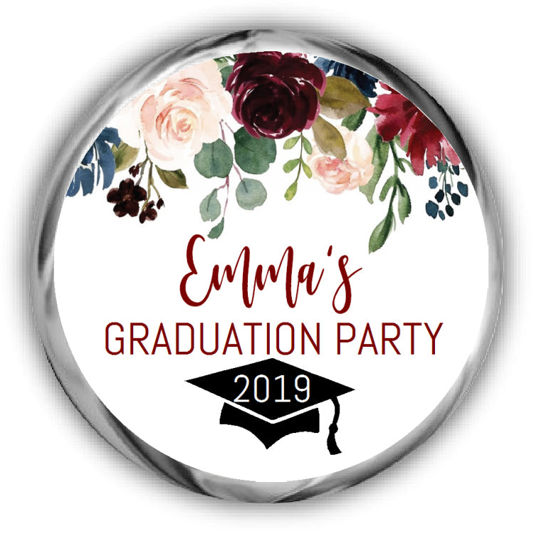 Burgundy Graduation Kisses Stickers