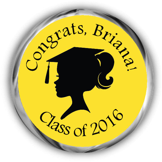 Silhouette Girl Graduation Kisses Stickers