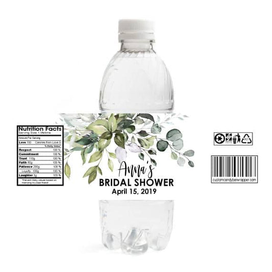 Greenery Bridal Shower Water Bottle Labels
