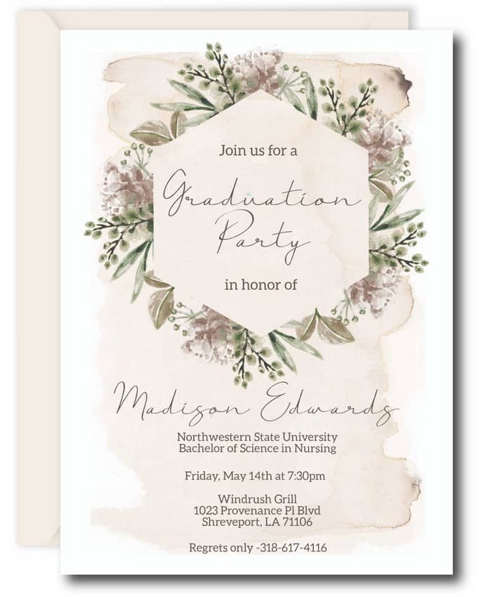 Greenery Graduation Invitations