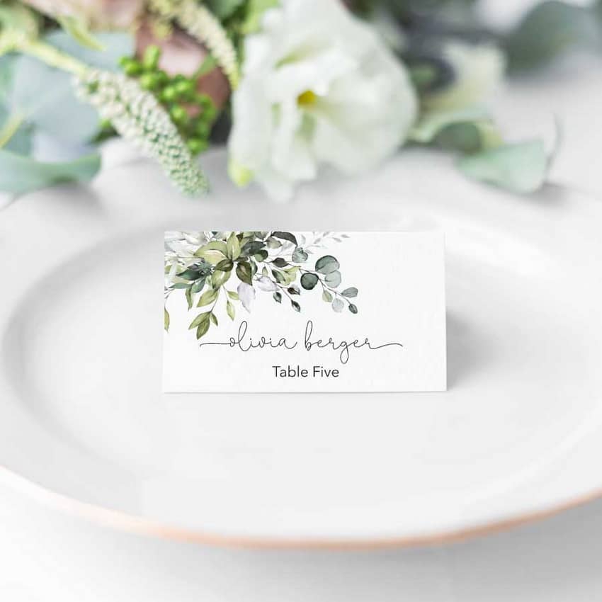 Greenery Place Cards Printable