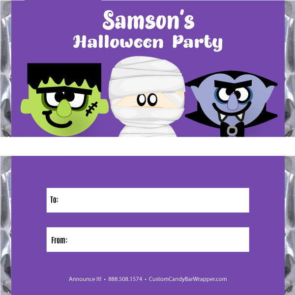 Monsters Halloween Candy Bar Wrappers