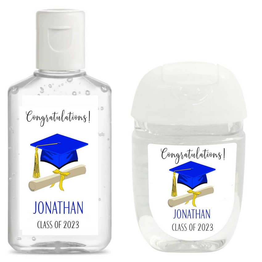 Hat Graduation Hand Sanitizer Labels