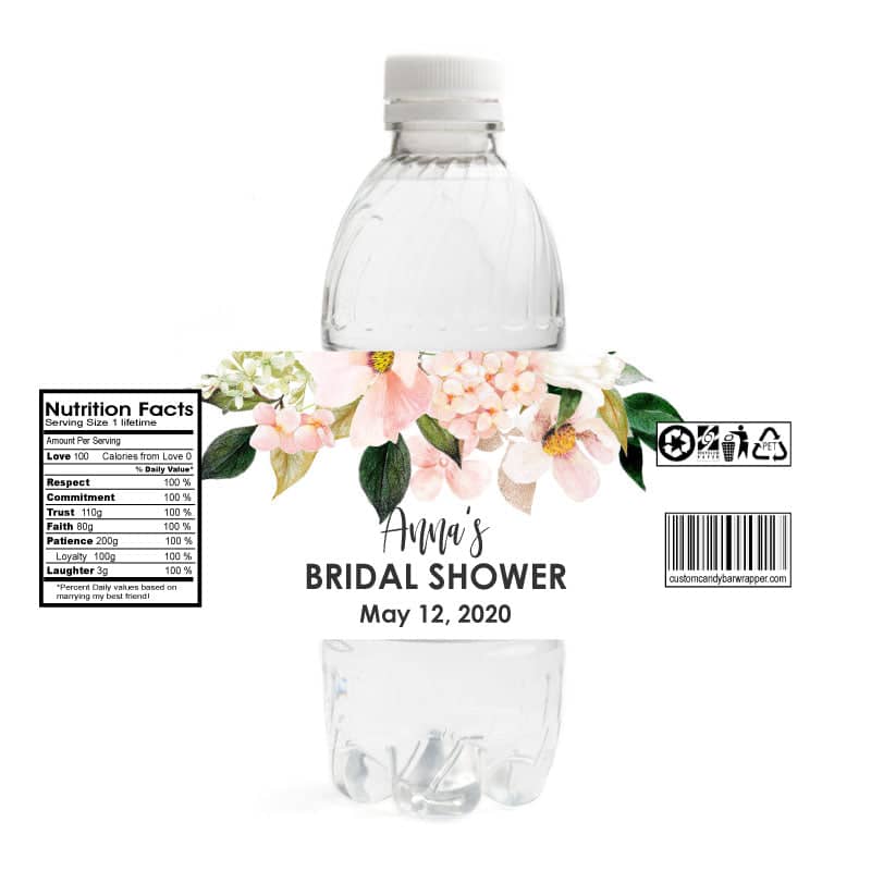 Hydrangea Bridal Shower Water Bottle Label