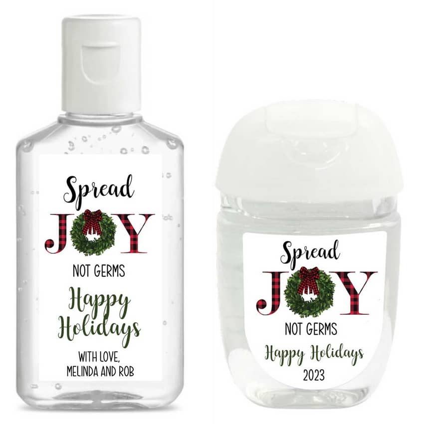Joy Christmas Hand Sanitizer Labels
