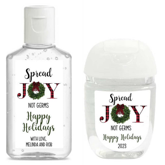 Joy Christmas Hand Sanitizer Labels