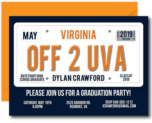 License Plate Graduation Invitations