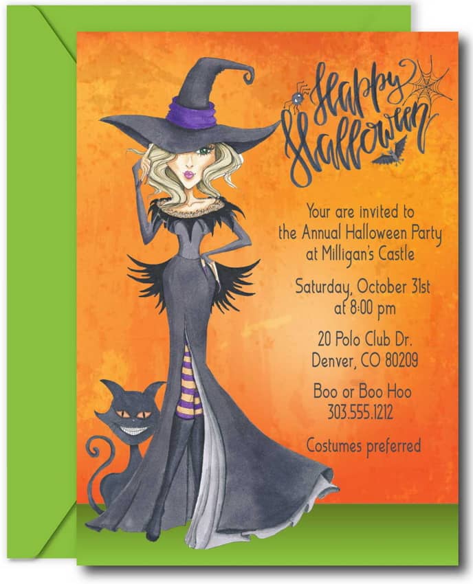 Witch Halloween Party Invitations - lighter