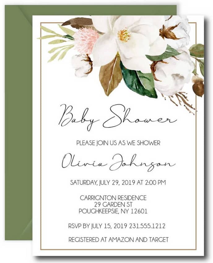 Magnolia Baby Shower Invitations