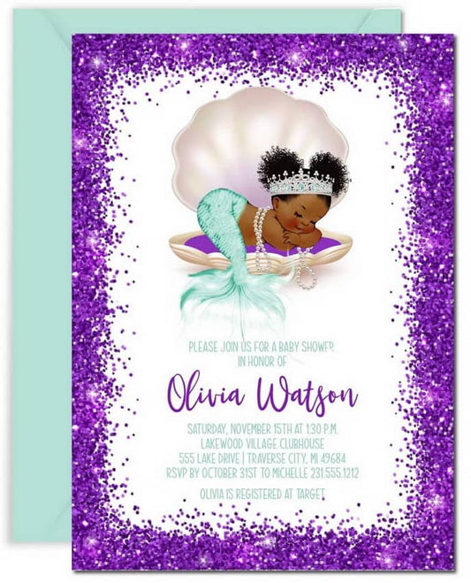 Mermaid Baby Shower Invitations