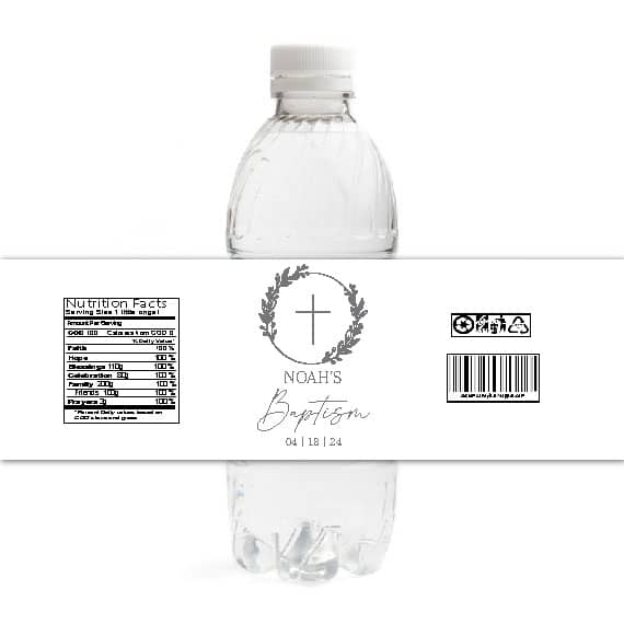 Minimal Baptism Water Bottle Labels