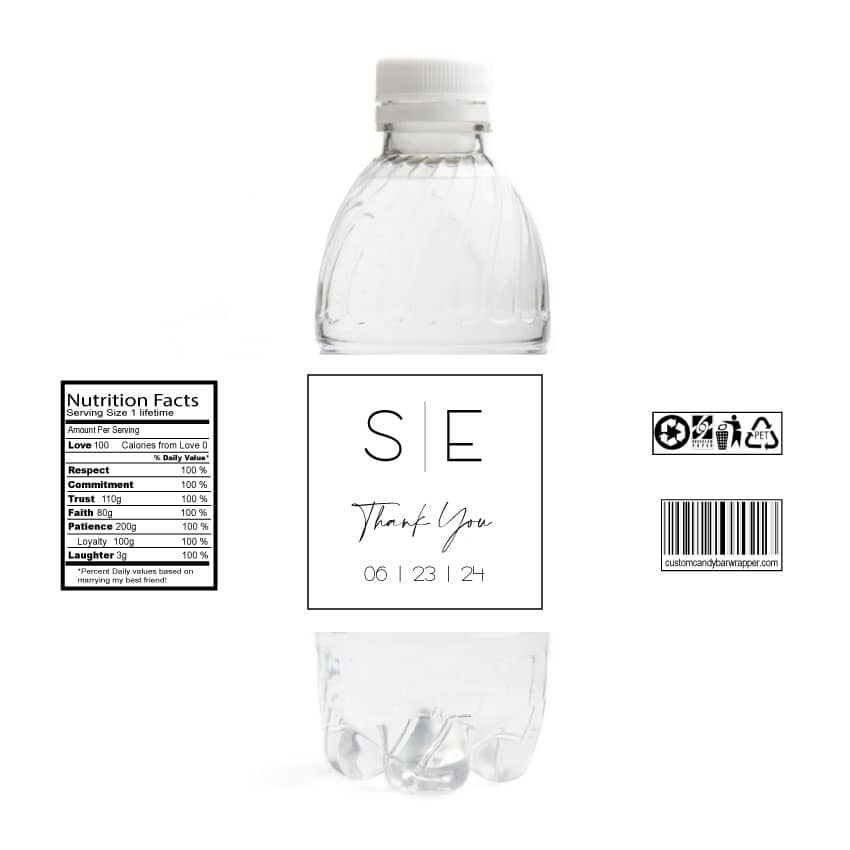 Minimal Wedding Water Bottle Labels