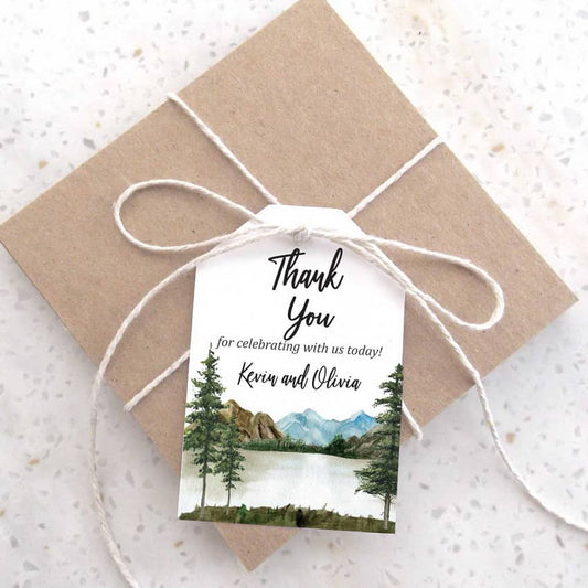 Mountain Lake Wedding Thank You Tags