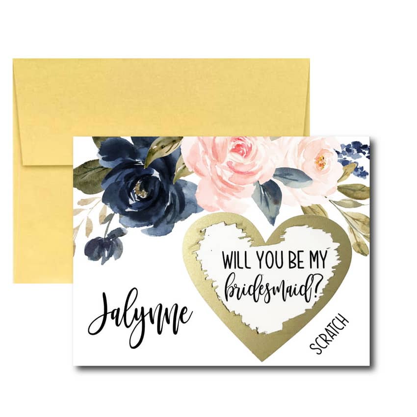 Navy Blush Will You Be My Bridesmaid Scratch Off Cards