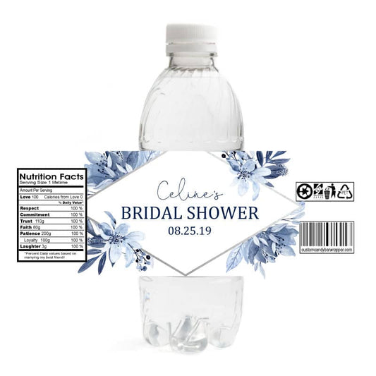 Navy Bridal Shower Water Bottle Labels