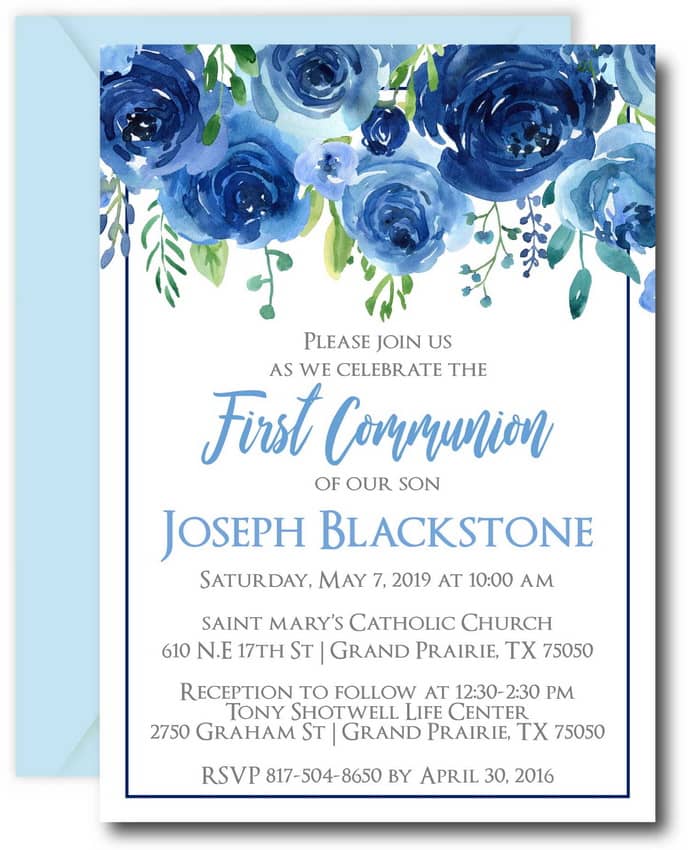 Navy First Communion Invitations