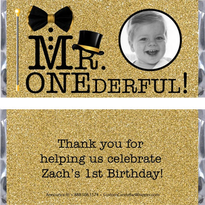 Mr. ONEderful Birthday Candy Bar Wrappers