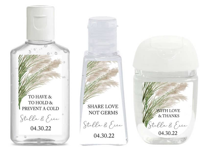 Pampas Grass Wedding Hand Sanitizer Labels