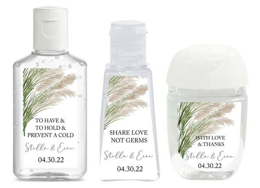 Pampas Grass Wedding Hand Sanitizer Labels