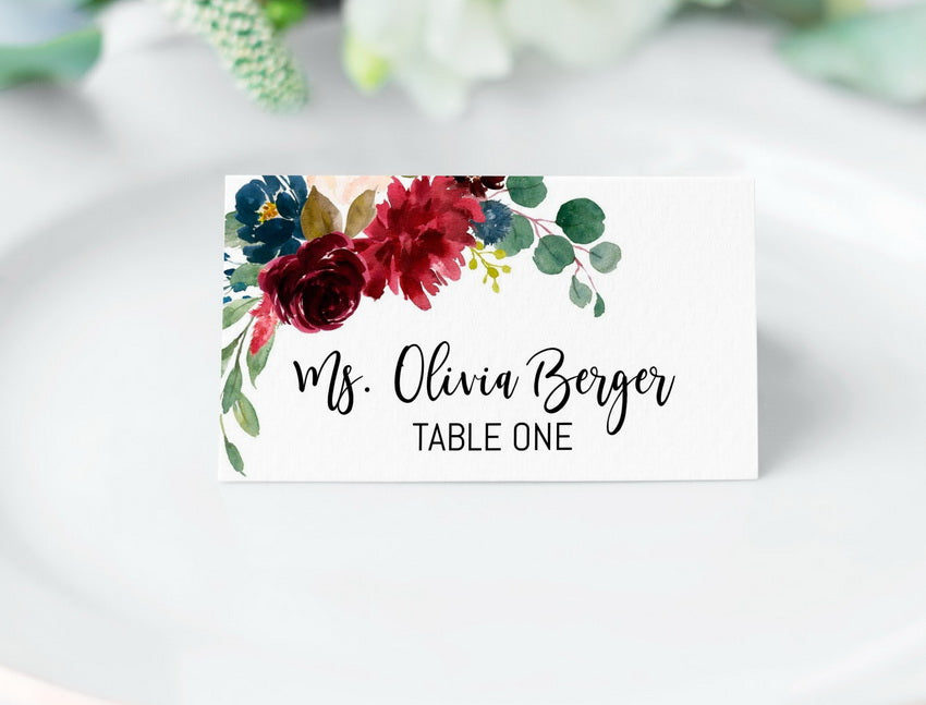 Marsala Place Cards Printable