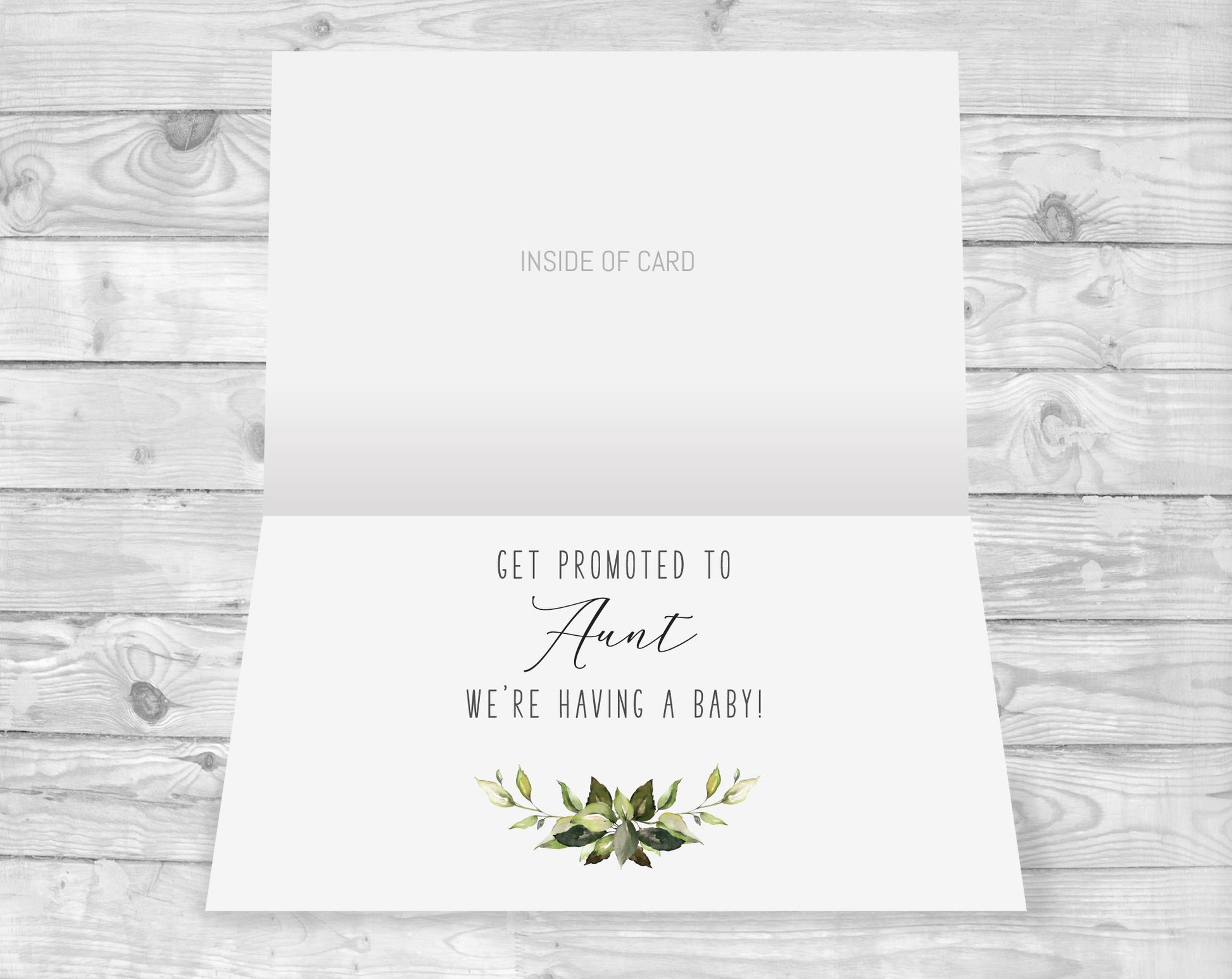 Inside Greenery Pregnancy Announcement Card for Sister