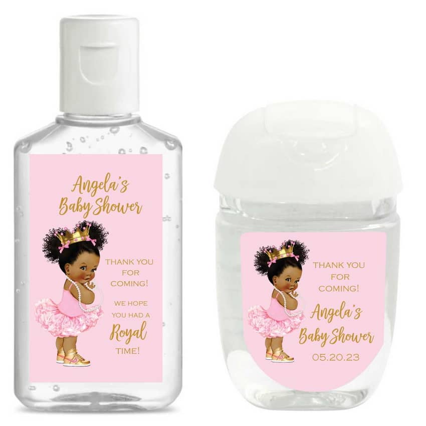 Princess Baby Shower Hand Sanitizer Labels