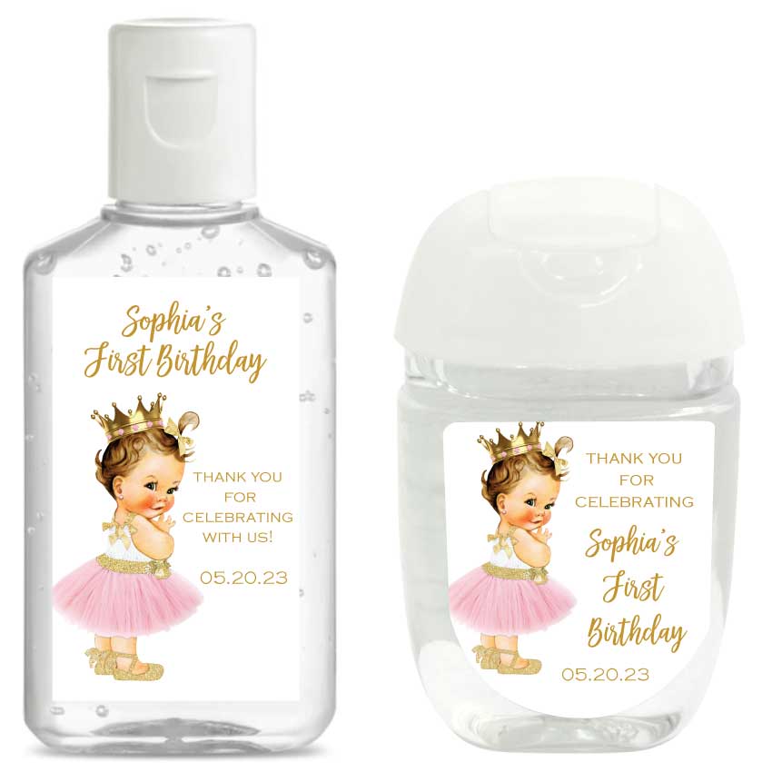 First Birthday Hand Sanitizer Labels