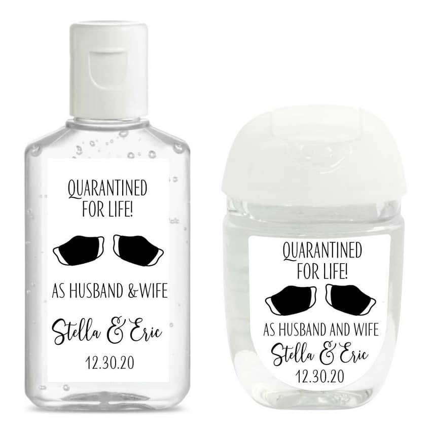 Quarantined for Life Wedding Hand Sanitizer Labels