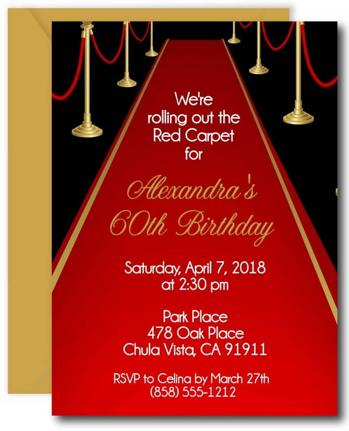 Red Carpet Birthday Invitations