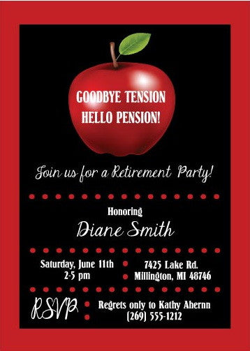 Apple Teacher Retirement Party Invitation