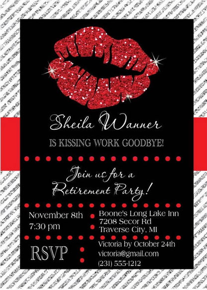 Lips Retirement Party Invitations