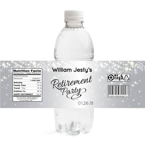 Sparkly Silver Retirement Bottle Label