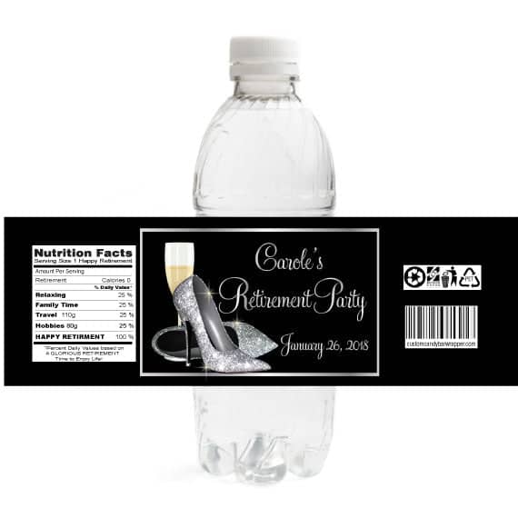 Silver Heels Retirement Water Bottle Labels