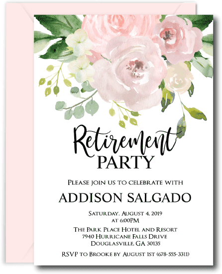 Blush Floral Retirement Invitations