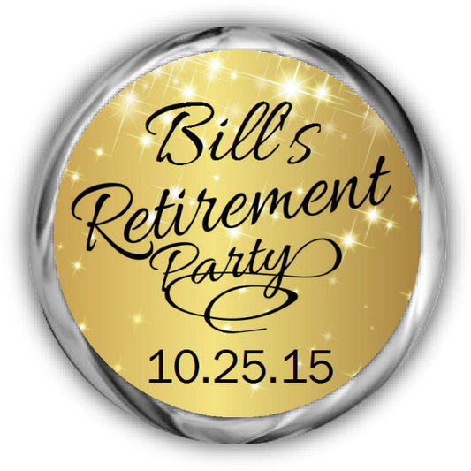 Sparkly Gold Retirement Kisses Stickers