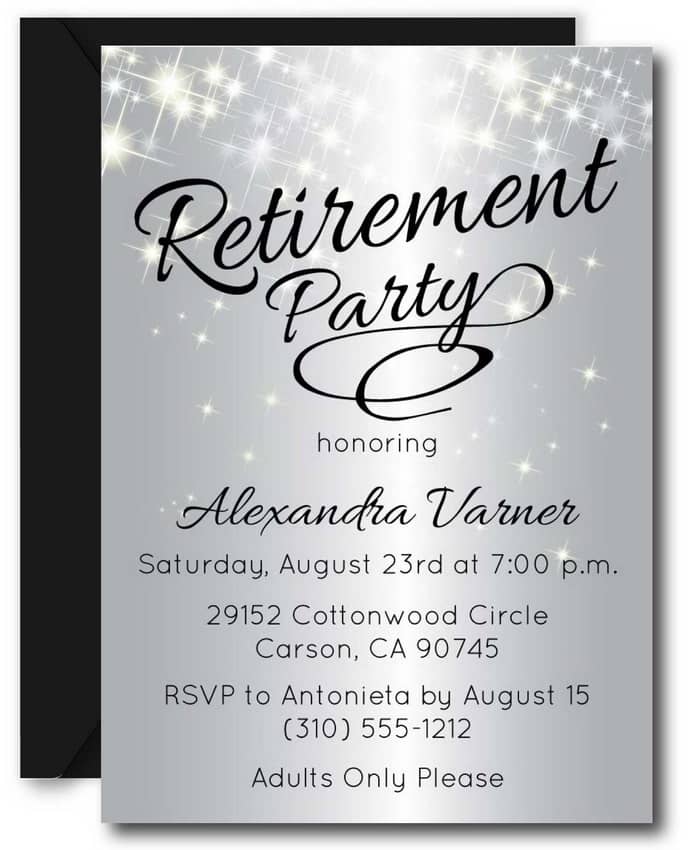 Silver Sparkly Retirement Invitations