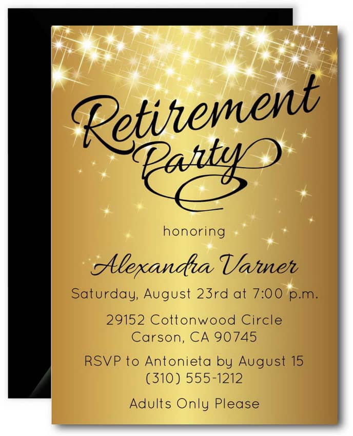 Sparkly Gold Retirement Invitation