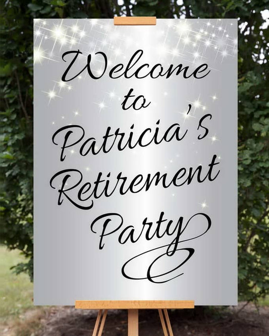 Sparkly Retirement Welcome Sign - Silver