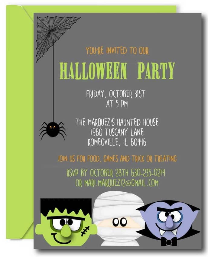 Spooky Monsters Halloween Party Invitations