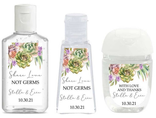 Succulent Wedding Hand Sanitizer Labels