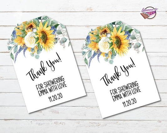 Sunflower Bridal Shower Thank You Tags