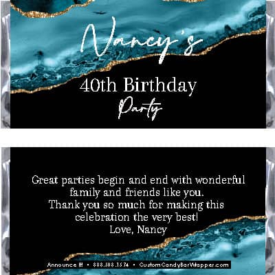 Teal Birthday Candy Bar Wrappers