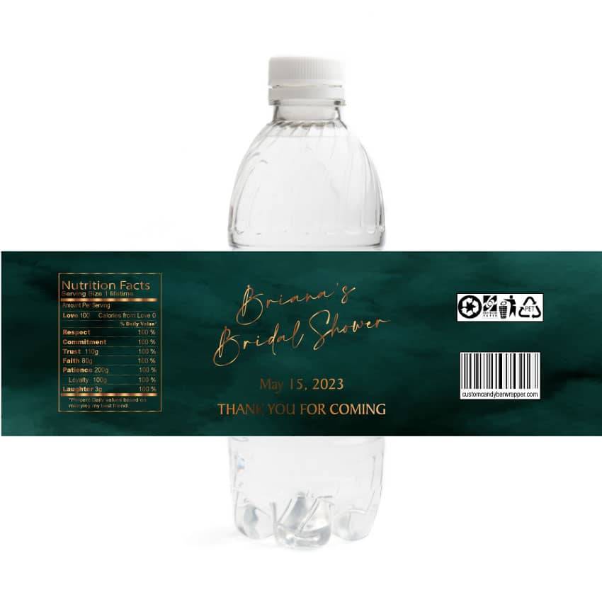 Teal Bridal Shower Water Bottle Labels